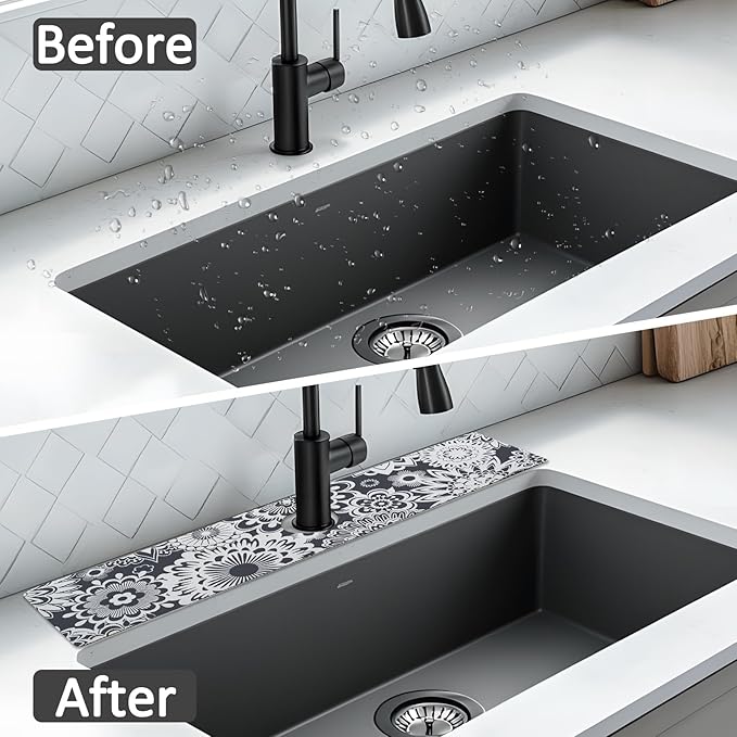 24" X 5.5" Kitchen Sink Splash Guard Faucet Mat Mandala Super Absorbent Fast - Image 7