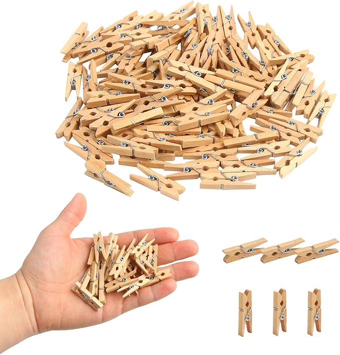 KIMOBER 1.18Inch Wooden Clothespins, Sturdy Natural Wooden Craft Peg Pins Clips by KIMOBER