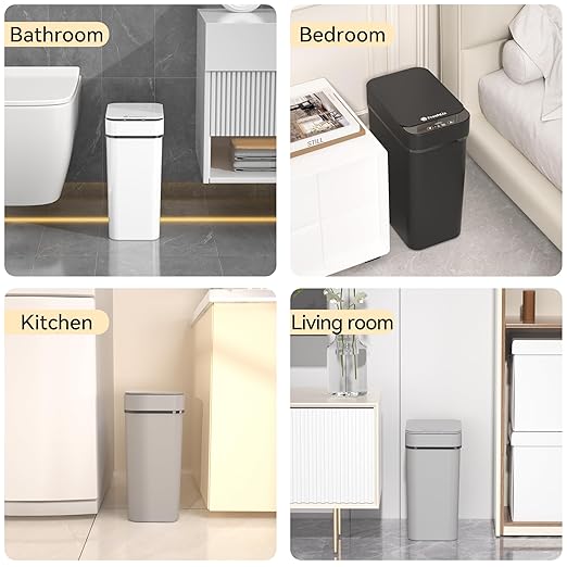 3 Pack Bathroom Trash Can 2.6 Gallon Small Touchless Automatic Motion Sensor - Image 7