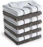 KitchenAid Albany Dishcloth 8 Pack Set, Charcoal Grey/White by KitchenAid