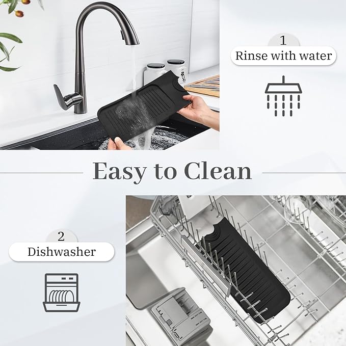 PoYang 24 Inch Faucet Mat for Kitchen Sink Splash Guard Behind Faucet, Sink - Image 9