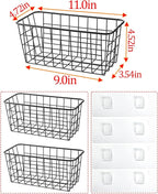 2 Set Adhesive Hanging Wall Basket Inside Cabinet Door Organizer, Wall Storage - Image 2