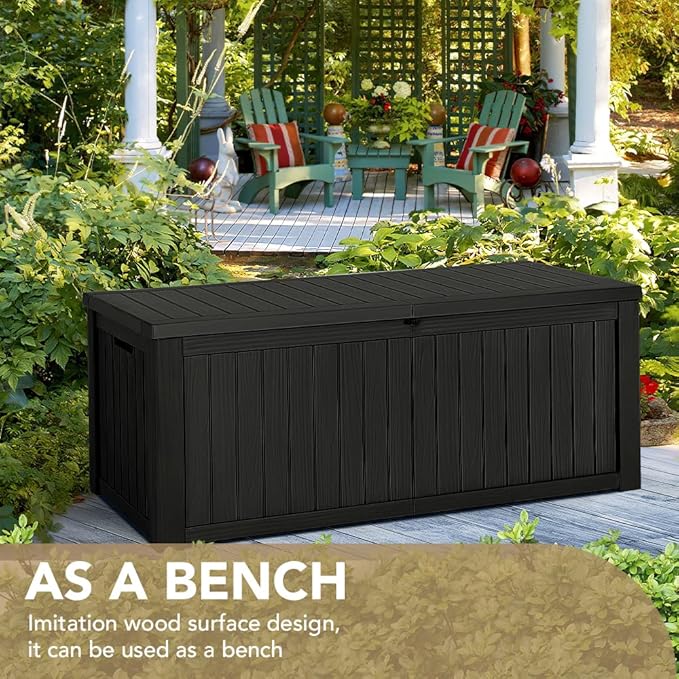 Devoko 150 Gallon Deck Box Resin Outdoor Storage Box Waterproof Storage Container for Patio Furniture Cushions - Image 2