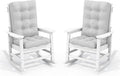 SERWALL Oversized Outdoor Rocking Chair Set of 2, HDPE Rocker for Adults, Patio Rocking Chairs for Porch, White by SERWALL
