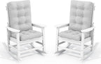 SERWALL Oversized Outdoor Rocking Chair Set of 2, HDPE Rocker for Adults, Patio Rocking Chairs for Porch, White by SERWALL