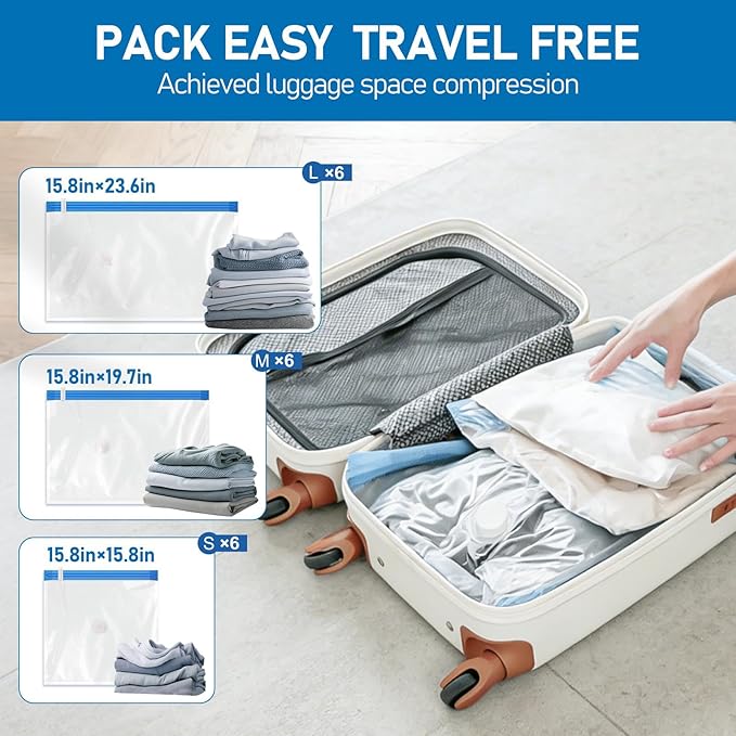 VMstr Vacuum Seal Bags for Clothing Travel, Vacuum Storage Bags - Image 3