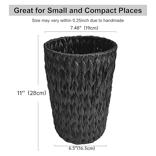 Wicker Trash Can, Small Trash Can, Handwoven Waterproof Wicker Trash Basket - Image 4