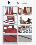KINGYES Oversized Outdoor Rocking Chair Set of 4, All-Weather Patio Rocking Chairs for Porch, HDPE Outdoor Patio Rockers with High Back & Wide Seat for Garden, Lawn, Red - Image 8