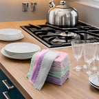 24PCS Kitchen Dishcloth, Microfiber Washcloth, Soft Cleaning Cloths, Coral - Image 2