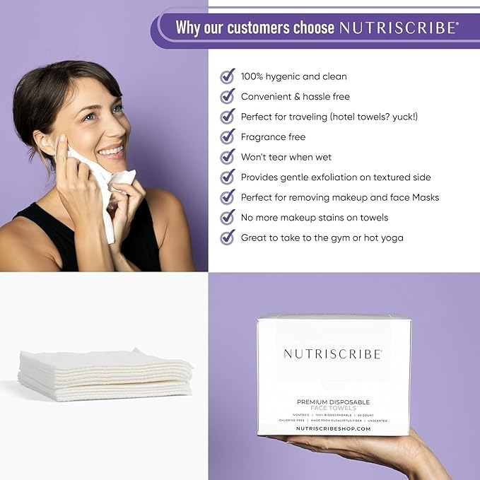 Disposable Face Towels XL, Makeup Remover Cleansing Wipes, 100% Natural - Image 3