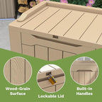 Patiowell 30 Gallon Resin Deck Box, Outdoor Storage Box for Patio Furniture, Deliveries, Pool Supplies,Waterproof and Lockable, Light Brown - Image 4