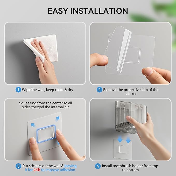 Toothbrush Holders for Bathrooms, 3 Slots Detachable Electric Toothbrush Holder - Image 8