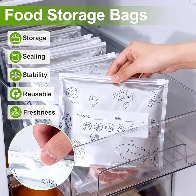 Reusable Aluminum Foil Sealable Storage Bags, Thicken Stand Up Foil Sealable - Image 6