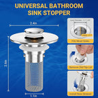 Bathroom Sink Drain Strainer, Pop-Up Bathroom Sink Stopper - Image 2