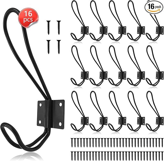 Rustic Entryway Hooks-16 Pack Farmhouse Hooks by Hajoyful