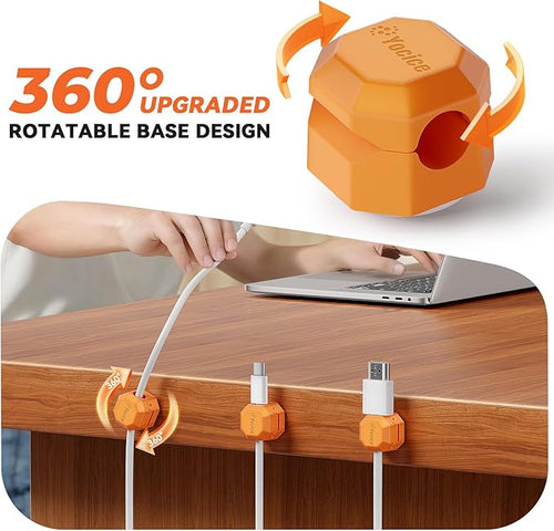 12 Pack Rotatable Cable Clips, Spring Cord Organizer Desk Cable Management Cord - Image 2