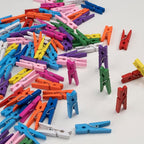 Wooden Clothes Pins, Natural Wood, 50 Pack, 1 Inch, Mini Colorful Rust - Image 3