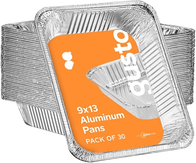 GUSTO [30 Count 9x13 Inch Aluminum Pans, Half Size Deep Steam Foil Pans by GUSTO