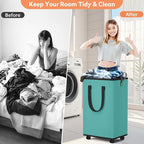 Laundry Basket with Wheels, Collapsible Laundry Baskets, Laundry Hamper with - Image 5