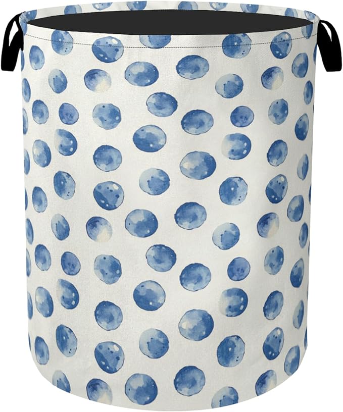 Blue Polka Dots Laundry Basket by Gearsly