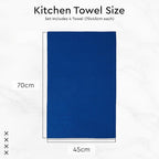 Encasa XO Kitchen Dish Towels Set | Blue | Waffle Weave and Flat Hand Tea Towel - Image 6