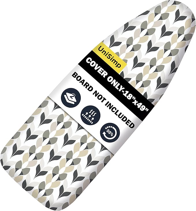 Ironing Board Cover and Pad 18"x49" Extra Thick Natural Cotton, Scorch and by UniSimp