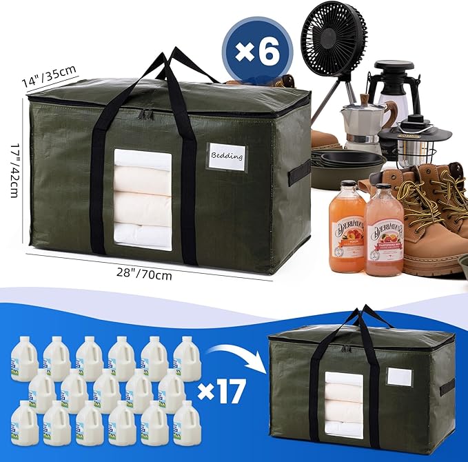 TAILI 6 Pack Green Extra Large Moving Bags, Heavy Duty Totes - Image 6