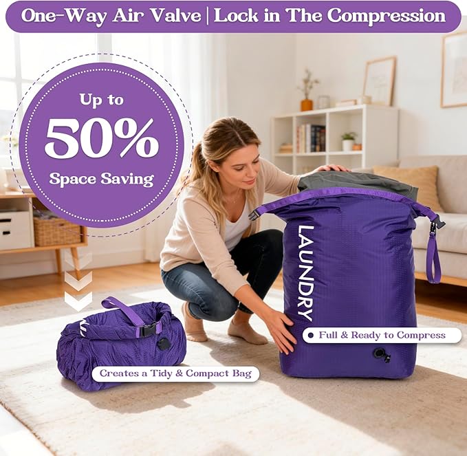 Travel Laundry Bag, Vacuum Compression Dirty Clothes Travel Bag, Waterproof - Image 4