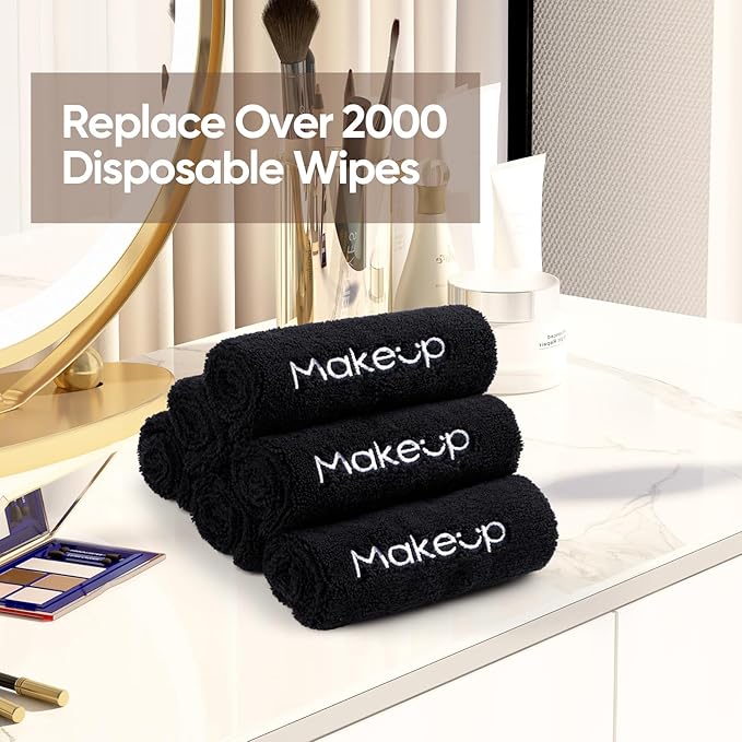 HOMEXCEL Makeup Remover Cloth 6 Pack, Premium Washable Soft 13x13 Inch Facial - Image 5