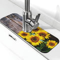 Kitchen Sink Splash Guard Faucet Mat Board Vintage Sunflowers 15"x5.5" by Nameapo