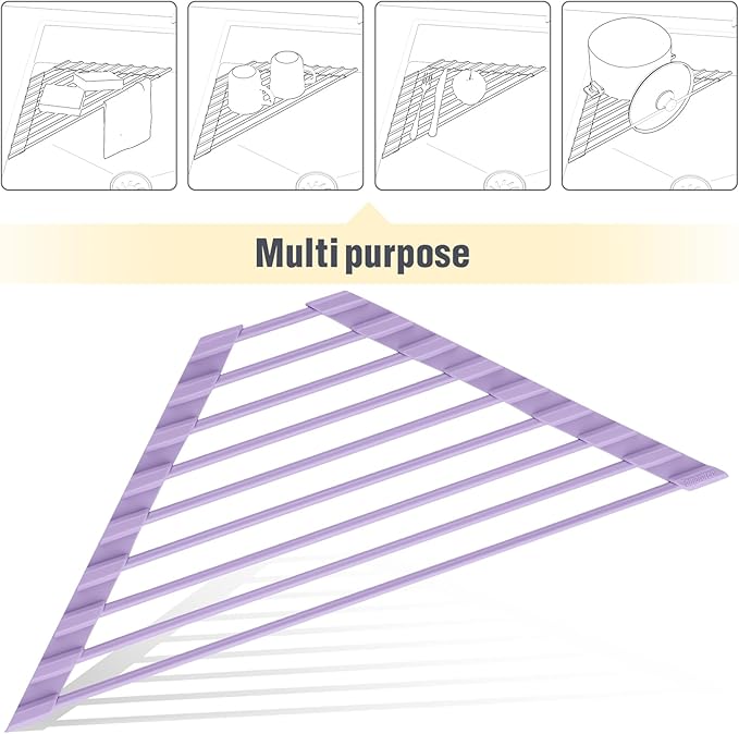 Tomorotec Compact Silicone-Coated Triangle Dish Drying Rack - Image 7