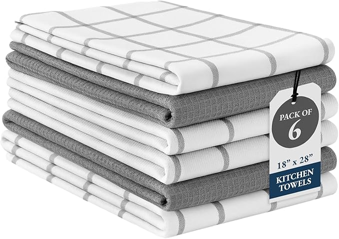 LANE LINEN Cotton Kitchen Towels and Dish Cloths Set, Quick-Drying Dish Towel by LaneLinen