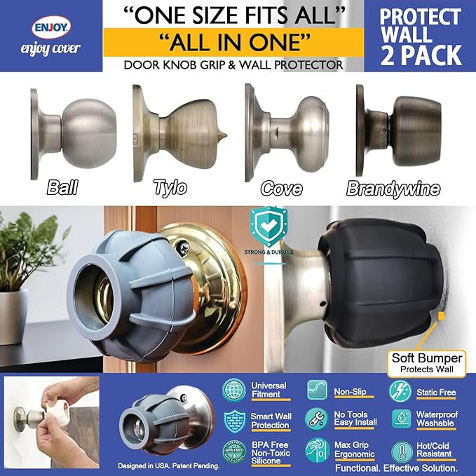 Door Handle Grip Doorstop Knob Stopper Cover - Image 2
