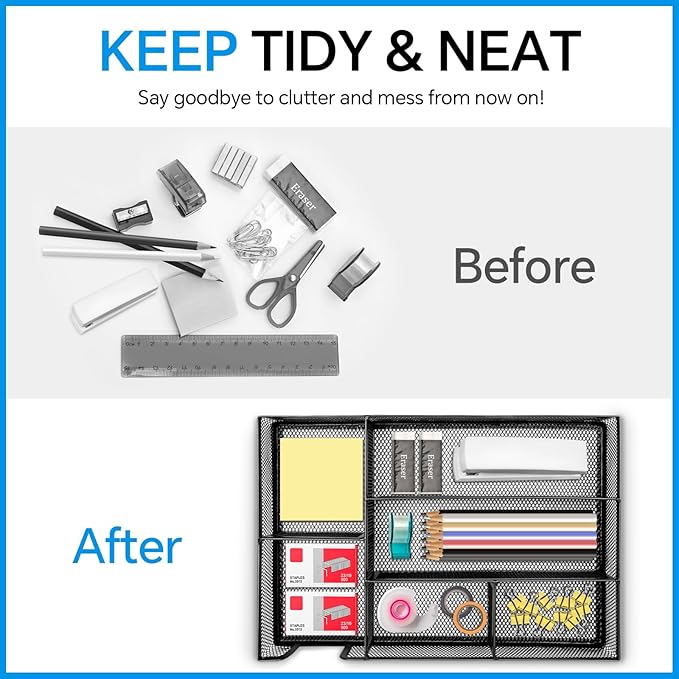 Desk Drawer Organizer, Office Drawer Divider Organizer Tray - Image 7