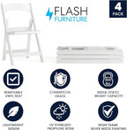 Flash Furniture Hercules Series Folding Chair - White Resin - Set of 4 800LB Weight Capacity Comfortable Event Chair - Light Weight Folding Chair - Image 4