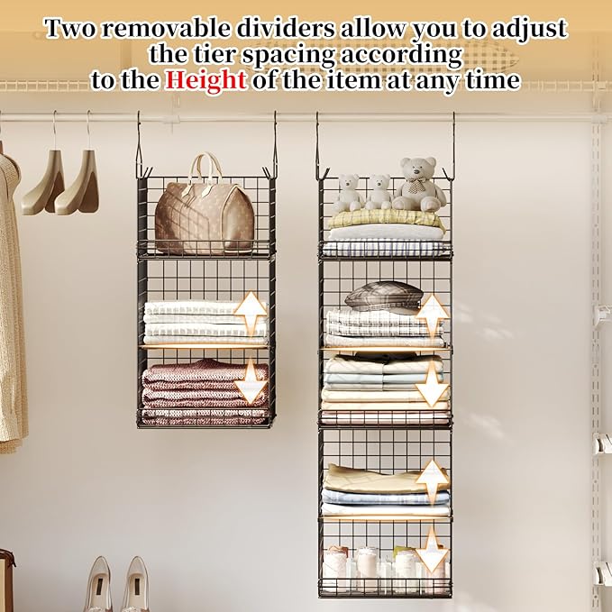 5 Tier Closet Hanging Organizer and Storage Separable Hanging Closet Shelves - Image 4