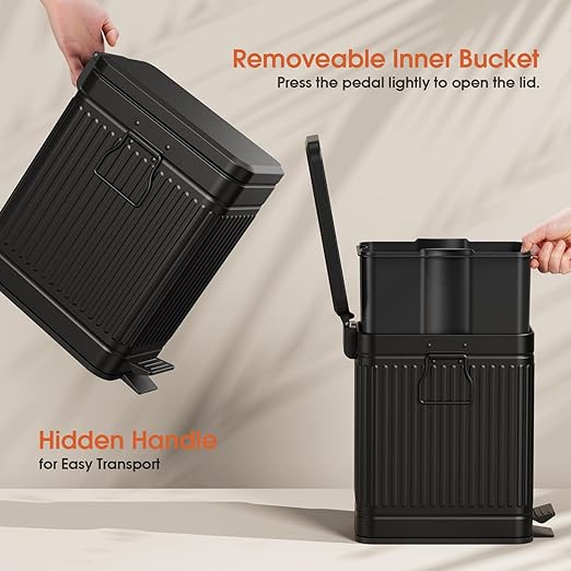 Small Bathroom Trash Can with Lid Soft Close, 6L / 1.6 Gallon Stainless Steel - Image 4