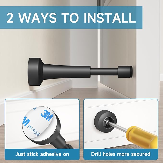 6PCS Matte Black Door Stoppers for Wall - Image 3