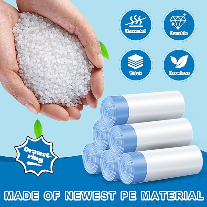 Small Trash Bags 4 Gallon with Drawstring, 1.1 Mil 15 Liter White Thick - Image 4