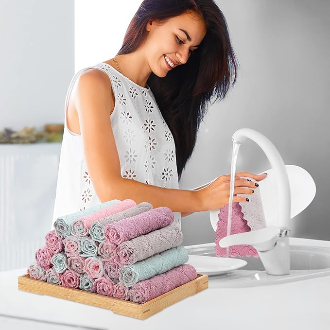 22 Pack Kitchen Dish Cloths, Reusable Dish Towels, Nonstick Oil Washable Fast - Image 4