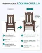 SERWALL Oversized Rocking Chair Outdoor, HDPE Outdoor Rocking Chair, Coffee - Image 5