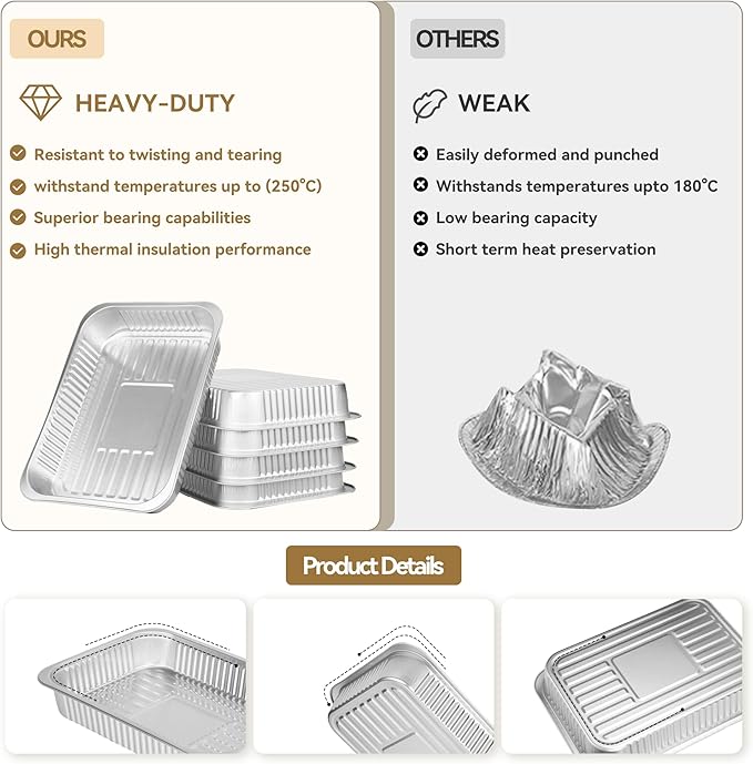 Aluminum Foil Pans, Extra Heavy Duty Disposable Aluminum Baking Pans, - Image 3