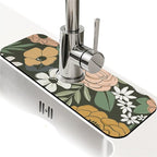 Kitchen Sink Splash Guard，Vintage Large Floral Faucet Mat Sink Gadgets-Super by ZHUZHISHAN