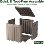 EasyUp 50 Gallon Outdoor Storage Box, Resin Waterproof UV-Resistant Deck Box, Reinforced Stability for Patio, Garden, and Poolside, Striped Gray - Image 5