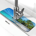 Beach Tropical Palm Tree Waves Travel Island Kitchen Sink Splash Guard Faucet by Unknown