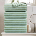 Oliven 4 Piece Green Cabana Stripe Large Bath Towels Oversized Bath Sheet Super by Oliven
