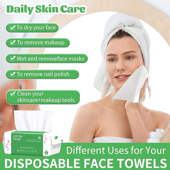 Disposable Face Towel, for Washing Soft Cotton Dry Wipes Facial Cloths - Image 7