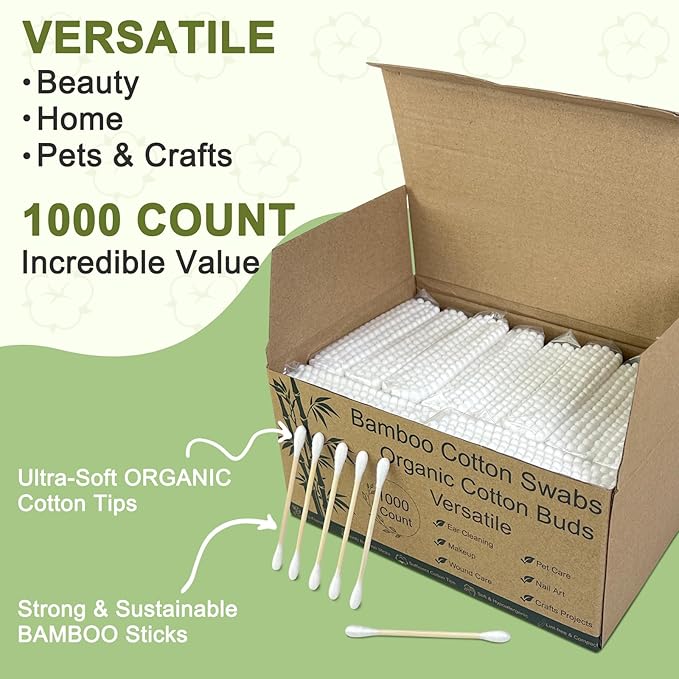 1000 Count Bamboo Cotton Swabs – Sturdy Wooden Sticks - Image 7