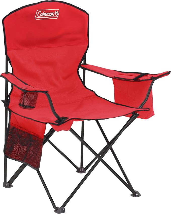 Coleman Portable Camping Chair with 4-Can Cooler, Cushioned Seat & Back with Side Pockets & Cup Holder, Carry Bag Included, Great for Camping, Tailgating, Firepits, Patio, & More by Coleman