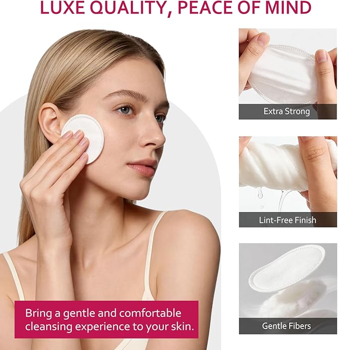 600 PCS Cotton Rounds–100 Count-Soft, 100% Pure Cotton Face Pads - Image 5